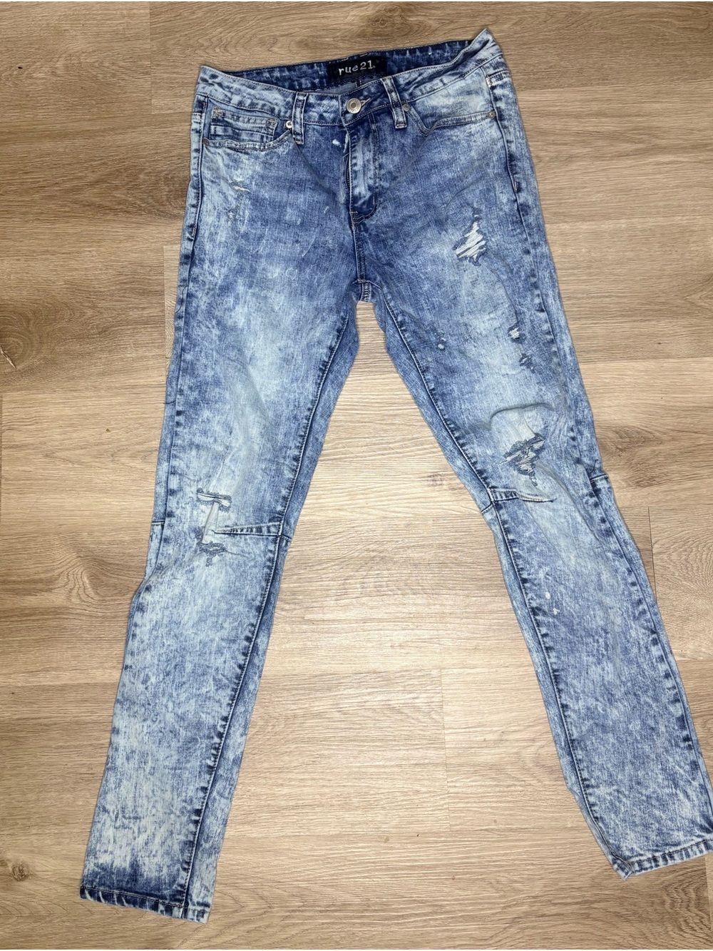 Rue21 Light Blue Acid Wash Distressed Skinny Jeans